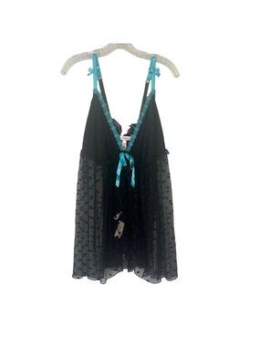Cacique Nightie Lingerie Set Womens Size 26/28 Black New Sexy Sheer Undies